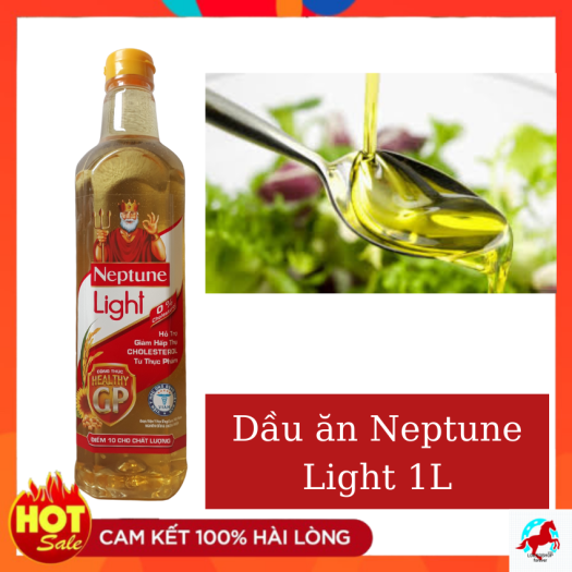 Dầu ăn Neptune Light 1L- LOILEOSHOP BC38- Dầu ăn kết hợp từ ba loại dầu tự nhiên: dầu gạo lứt, dầu đậu nành và dầu hướng dương với ưu điểm không mùi giúp giữ nguyên hương vị tự nhiên của món ăn