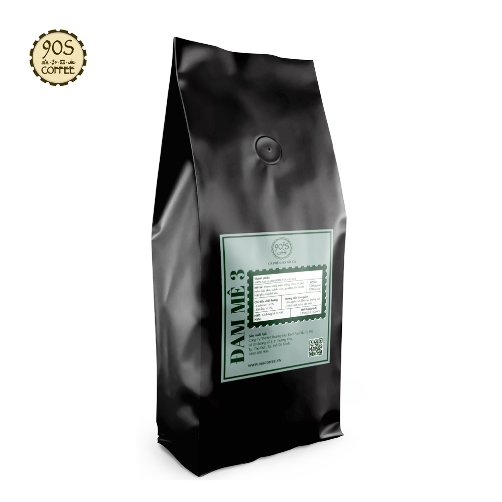 Túi 1KG Cà phê nguyên chất Đam Mê 3 Robusta Culi Robusta Vị đắng đậm Thơm nồng hợp cà phê sữa| 90S Coffee VN