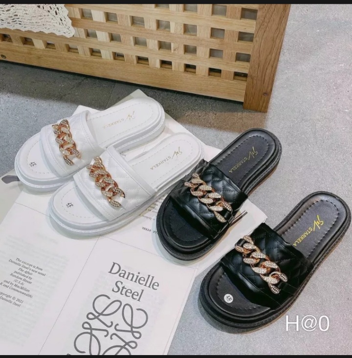 Dép nữ quai ngang bánh mỳ kèm xich đế cao 3cm đi nhẹ