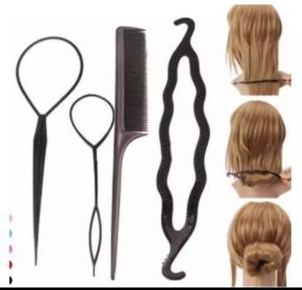 Bộ 4 Dụng Cụ Búi Tóc (Tặng Kèm 10 Kẹp Tăm Giữ Chân Tóc), Dụng Cụ Tạo Kiểu Đa Năng, Búi Tóc Tròn, Cây Búi Tóc Củ Tỏi, Lược HOT TREND PKHN8X0546