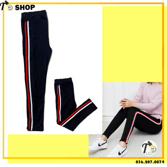 Quần Thun Nữ - legging nữ ( 2 sọc trắng đỏ) 2STO2