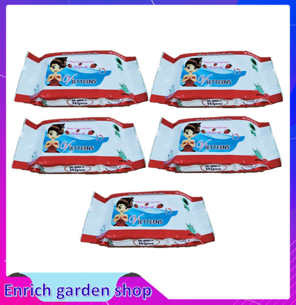Combo 5 bịch khăn giấy ướt vietteens hương dịu nhẹ gói 20 tờ