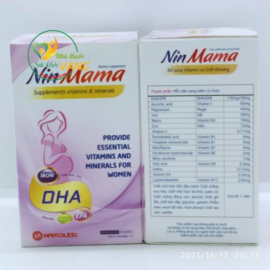 Nin Mama bổ sung sắt, DHA và các khoáng chất cho mẹ bầu