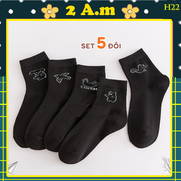 Tất vớ cổ cao nam nữ thời trang tone đen unisex style hàn quốc