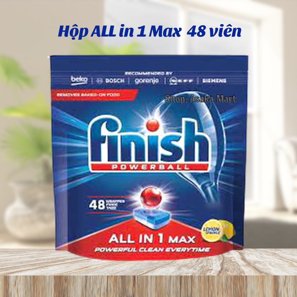 Viên rửa bát Finish All in 1 Max Hương chanh (48 viên từ túi rách vỏ)