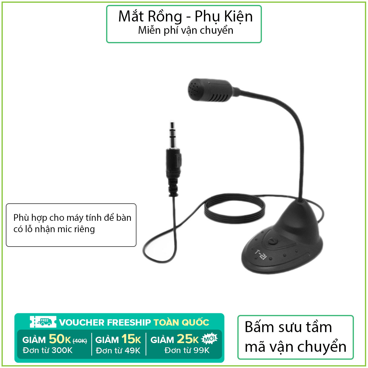 Mic học online, Mic chat voice, micro thu âm vi tính, micro có chân để bàn T-21 hàng ngon bổ rẻ là đây