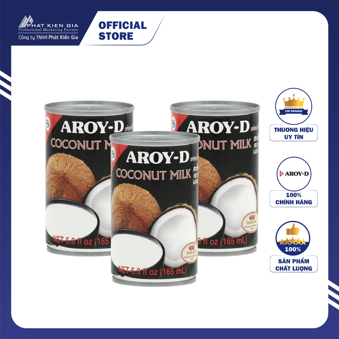COMBO 5 Hộp Nước Cốt Dừa Aroy-D 165ml (Thái Lan)
