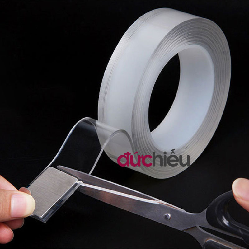 Băng keo 2 mặt siêu dính trong suốt dày 2mm, chất liệu acrylic dán mọi vật dụng