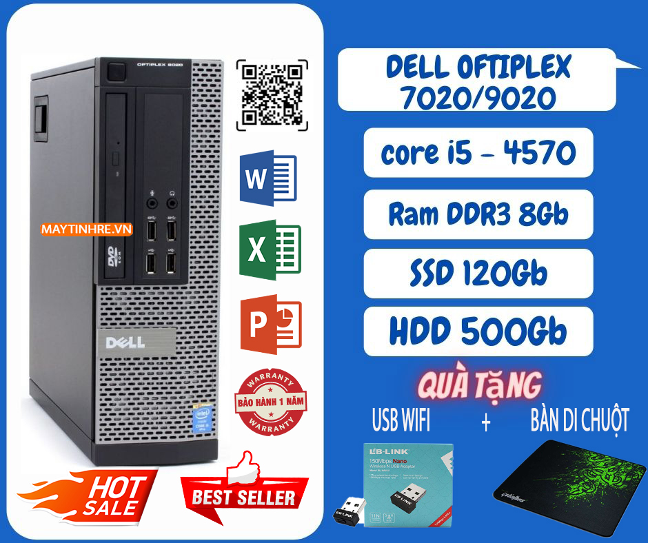 Máy tính bàn Delll optiplex 3020 core i5-4570/ Ram8G / SSD 120Gb