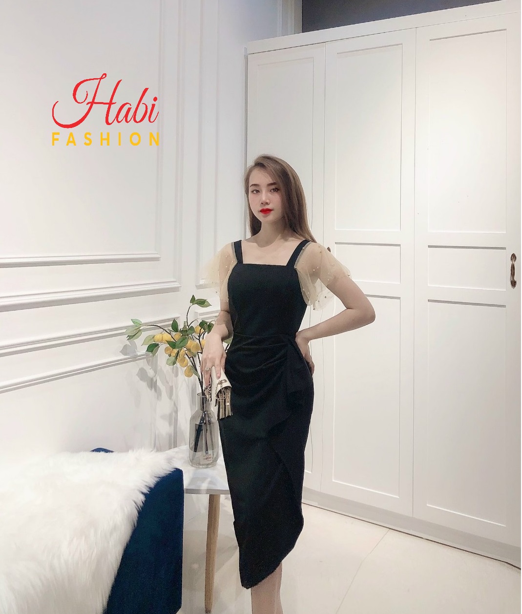 Đầm Nữ Body Tay Lưới đính Ngọc Bèo Hông Sang Chảnh Quyến Rũ Chất Umi Cao Cấp Đi Tiệc, Đi Chơi (Có Mút Ngực)