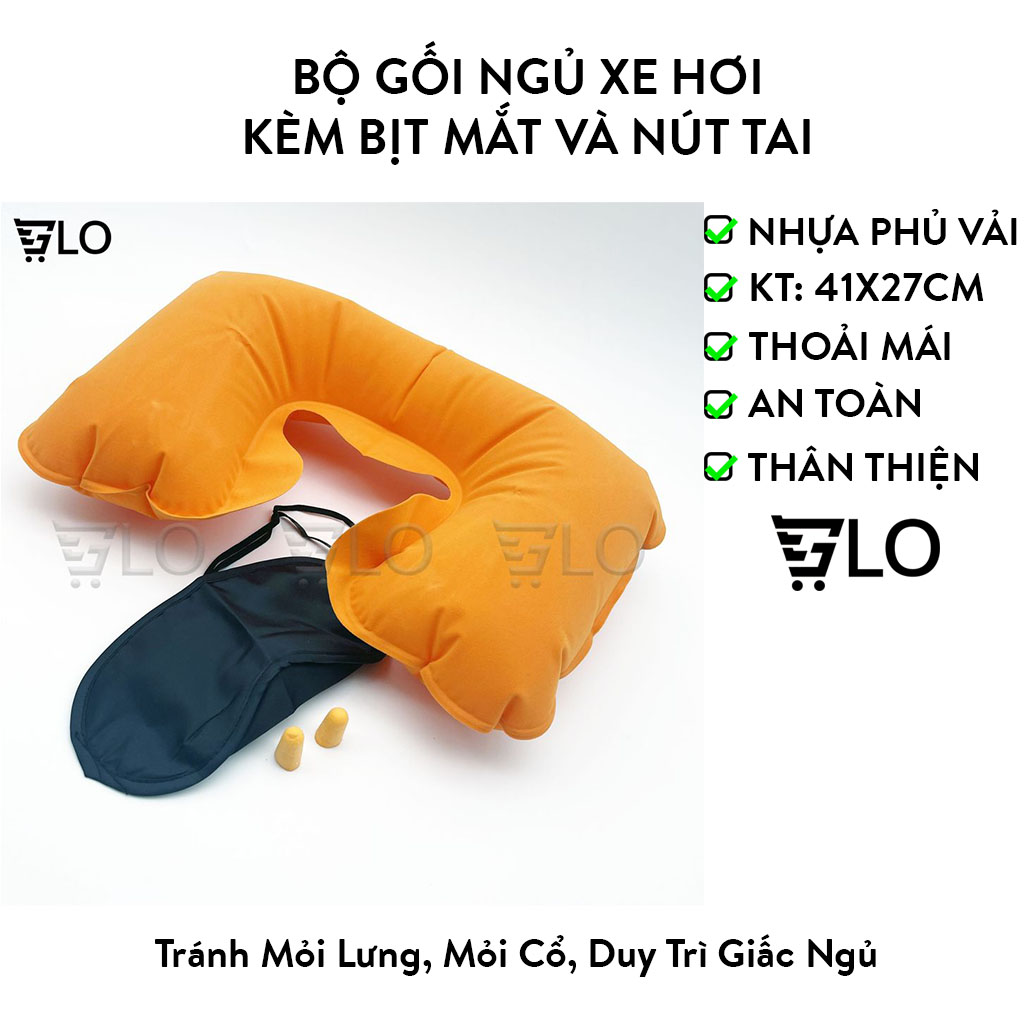 Bộ gối ngủ xe hơi du lịch văn phòng kèm bịt mắt và nút tai
