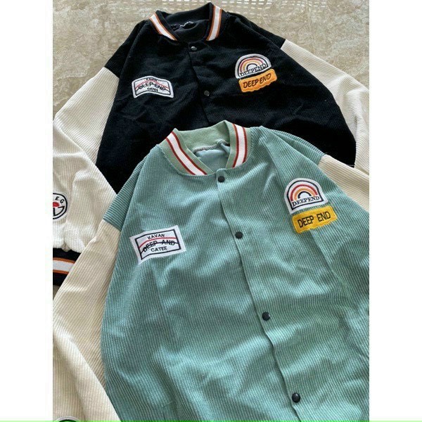 Áo Khoác Bomber Nữ DEEP END Chất Nhung Cao Cấp Logo Thêu Sang Chảnh Thiết Kế Mới Mẻ