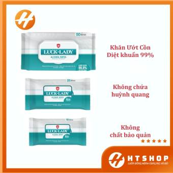Khăn Giấy Ướt Cồn Kháng Khuẩn Luck Lady Dạng Gói 10/25/50 Tờ Tiện Lợi