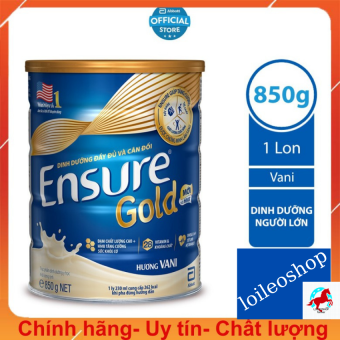 Lon Sữa bột Ensure Gold Abbott hương vani (HMB) 850g- LOILEOSHOP BC103- Bổ sung dinh dưỡng đầy đủ và cân đối, vitamin, khoáng chất giúp phục hồi và tăng cường sức khỏe. đặc biệt phù hợp cho người bệnh cần phục hồi nhanh