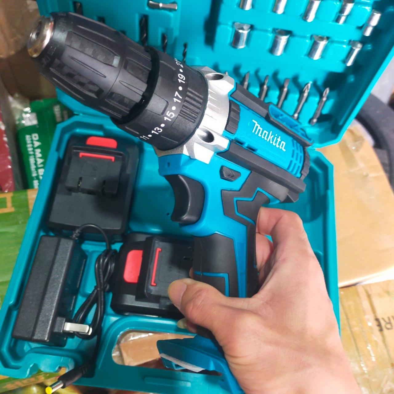 Máy khoan pin Makita 77V 3 chức năng, 100% lõi đồng, Tặng bộ phụ kiện 24 chi tiết