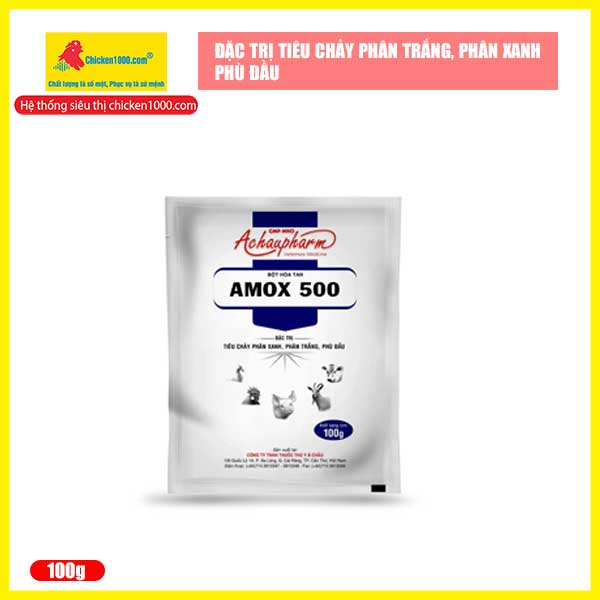 Thuốc thú y amox 500 á châu phòng tụ huyết trùng gói 100g