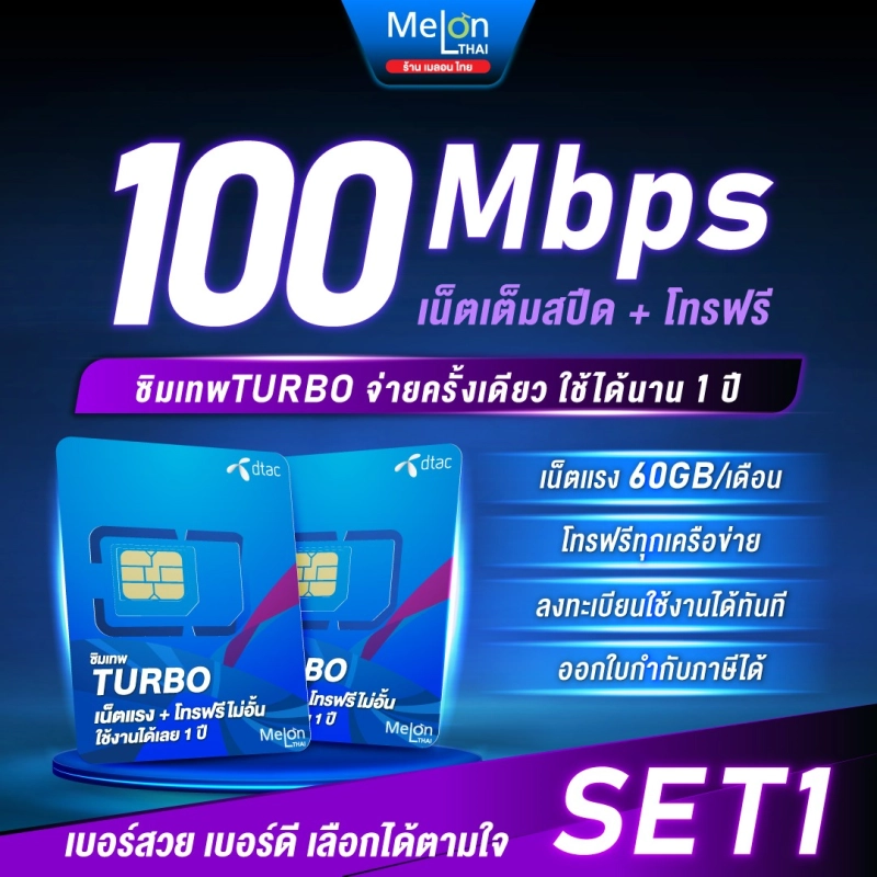 ภาพหน้าปกสินค้าซิมเทพดีแทค Turbo ซิมเน็ต แรงเต็มสปีดMaxspeed ปริมาณ 60GB/เดือน ใช้งาน 12เดือน จ่ายครั้งเดียวใช้งานได้ทั้งปี