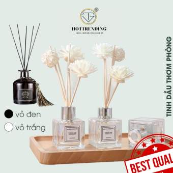 Tinh dầu thơm phòng, Lọ khuếch tán để phòng kèm hoa khô decor trang trí