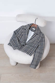 áo dạ cổ 2 ve dáng ngắn GBT011-Kẻ be tím than