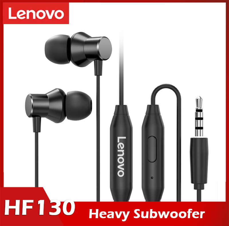 Tai Nghe Âm Thanh Lenovo HF130 Siêu Trầm Nặng Tai Nghe Nhét Tai 60 Độ Lệch Âm Thanh Nổi Có Dây Tai Nghe 3.5Mm Mic Tai Nghe Cho Điện Thoại Thông Minh