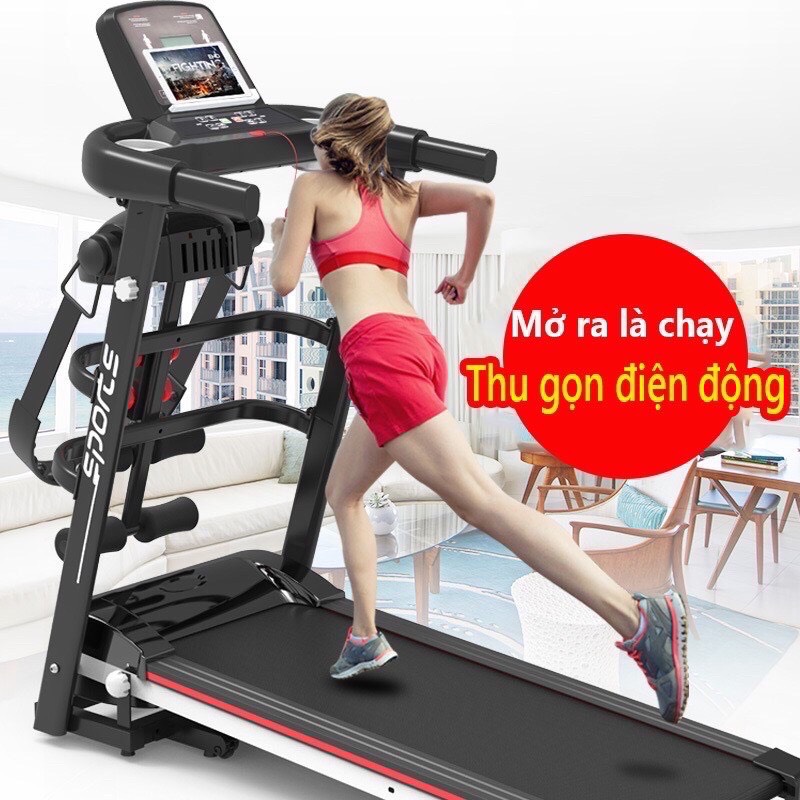 Máy chạy bộ điện đa năng a7s sport kèm đai massage động cơ 2hp - kèm ảnh thật
