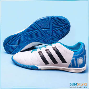 Giày Đá Banh IC Toni PRO Trắng Xanh - Sân Cỏ Futsal (may hết đế)