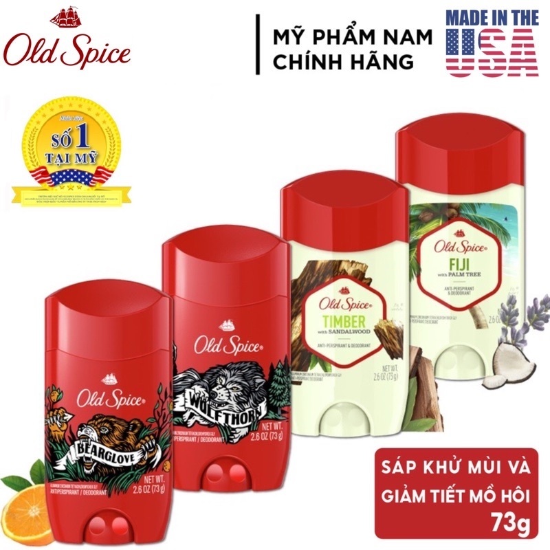 Lăn khử mùi old spice bearglove 73g/ wolfthorn 73g/ timber 73g/ fiji 73g -made in usa
