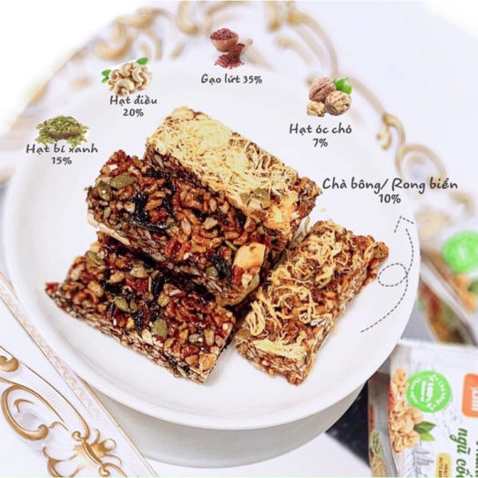 Thanh Cơm Gạo Lứt Herbslim Chà Bông Vị Thơm Ngon Hộp 10 Gói