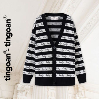 TINGOAN® - Áo khoác cardigan len xù đen BABY BABY CARDIGAN/BL