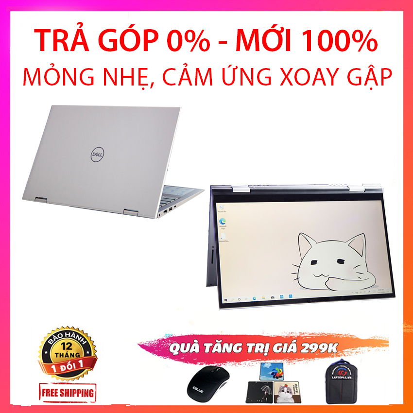 [Trả góp 0%] (NEW SEAL) Dell Inspiron 5410 Silver, Laptop Xoay Gập 360 Độ Cấu Hình Khủng, i5-1135G7, RAM 8G, SSD 256G, VGA Intel Iris Xe G7, Màn 14 FullHD IPS, Touch