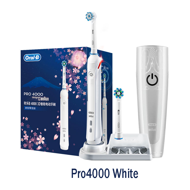 Oral-B Pro 4000 Electric Rechargeable Toothbrush Ultrasonic 3D Smart Teeth Whitening Brush for Stain Removal Oral-B Nozzle