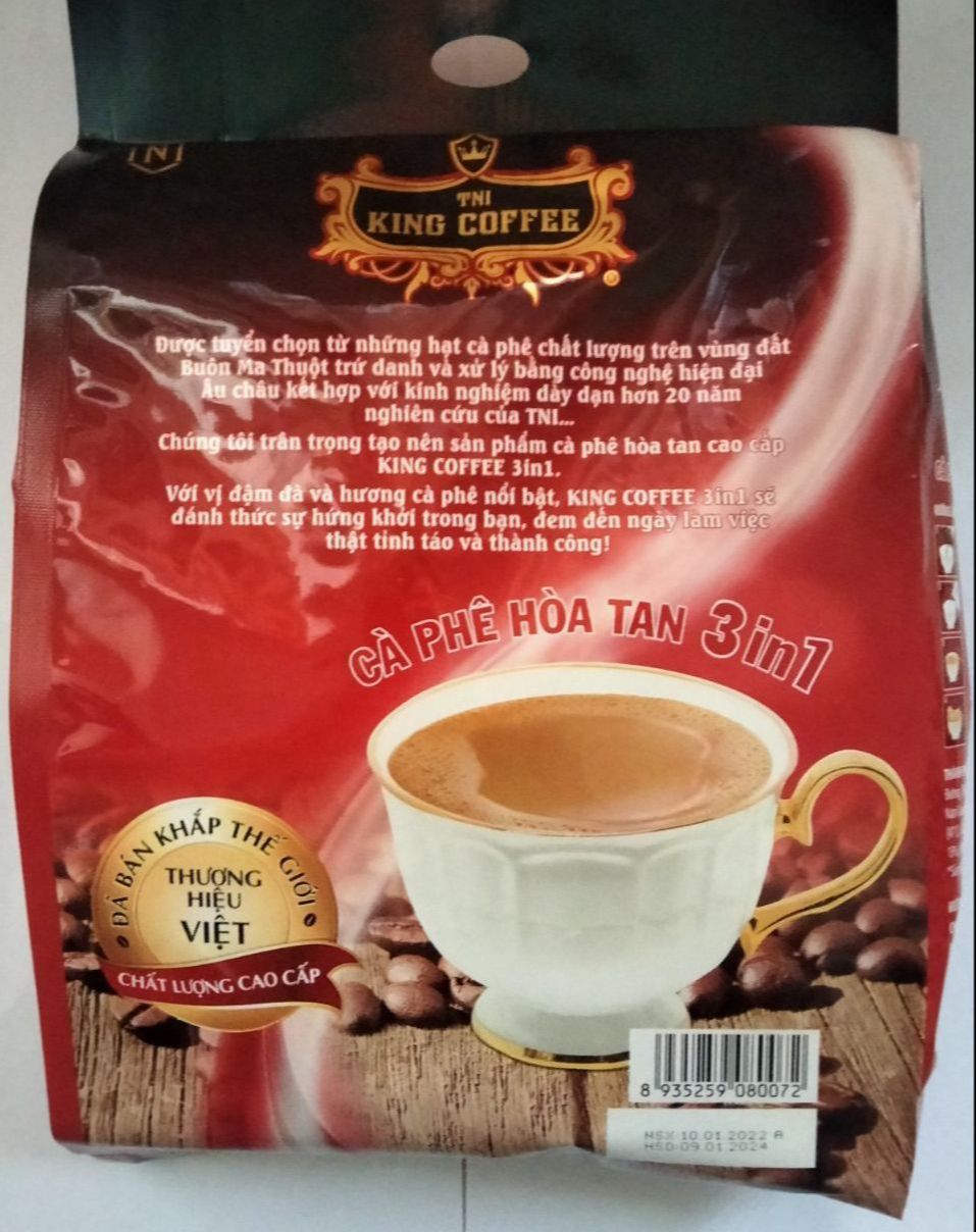 (Free ship)Cà Phê Hòa Tan 3in1 TNI King Coffee (16gr x 45 gói) (new)