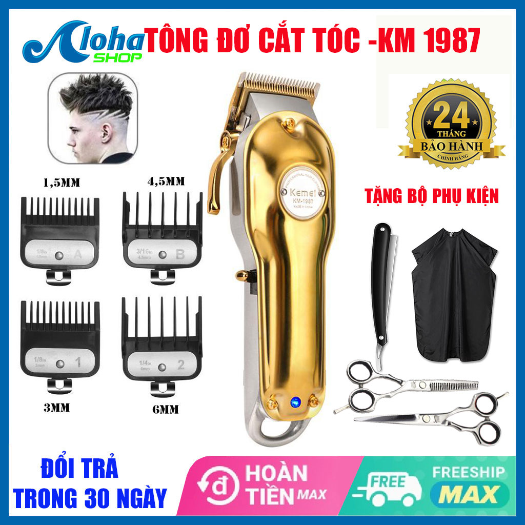 [tặng bộ phụ kiện đầy đủ ]Tông đơ KM 1987 Tăng đơ cắt tóc cao cấp loại tốt chuyên dụng dùng trong cắt tóc chuyên nghiệp màu sắc sang trọng dùng cho thợ  bảo hành 2 năm