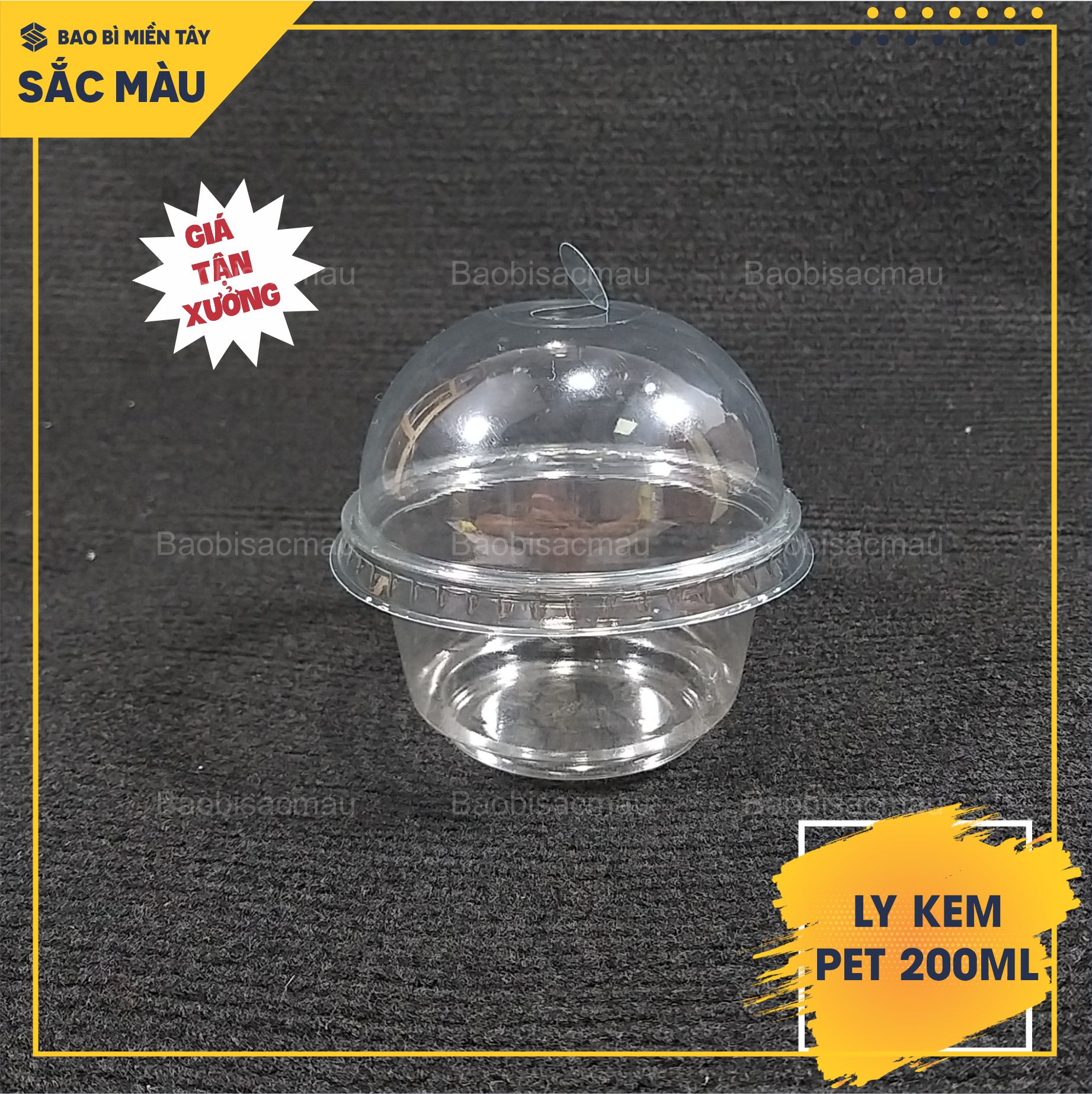 50 ly kem pet 200ml kèm nắp, ly đựng kem, rau câu, bánh plan, topping....