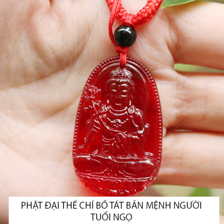 TẶNG kèm dây dù 3ly - Mặt dây chuyền mặt Phật Đại Thế Chí Bồ Tát size nhỏ 3.7cm x 2.4cm - Bản mệnh người tuổi Ngọ nhiều màu