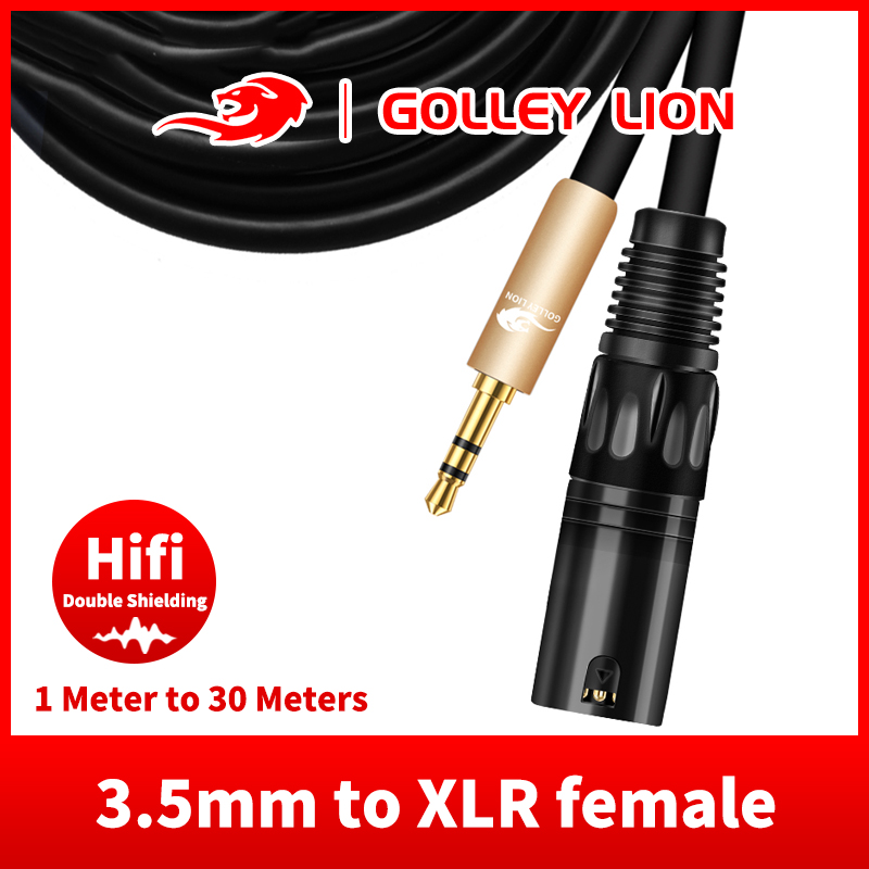 GOLLEY LION XlR 3-Pin Male To 3.5Mm Stereo Plug Shielded Microphone Microphone Cable TRS Cable Jack 3.5 Male To Male ราคา 296 บาท*ส่งฟรี