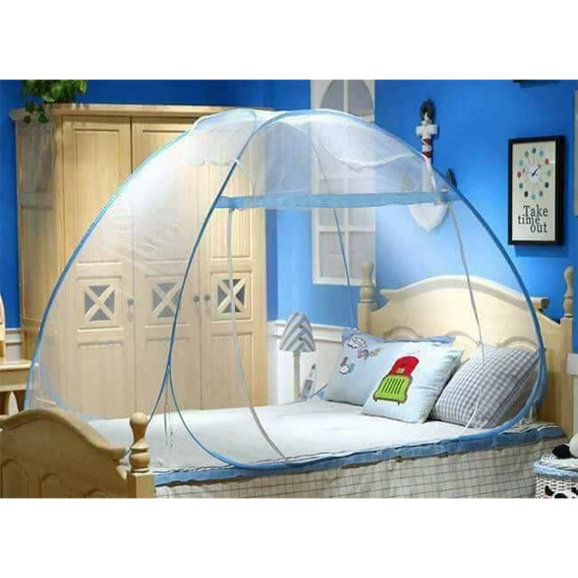 Mùng tự bung cao cấp có khóa kéo - Màng chống muỗi - Mùng gấp gọn tặng kèm túi