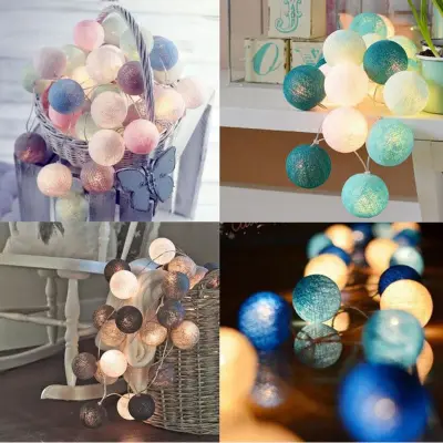 Fashion 20 LEDs Cotton Ball Round LED String Fairy Lights Battery USB Home Christmas Wedding Party Decoration (2)