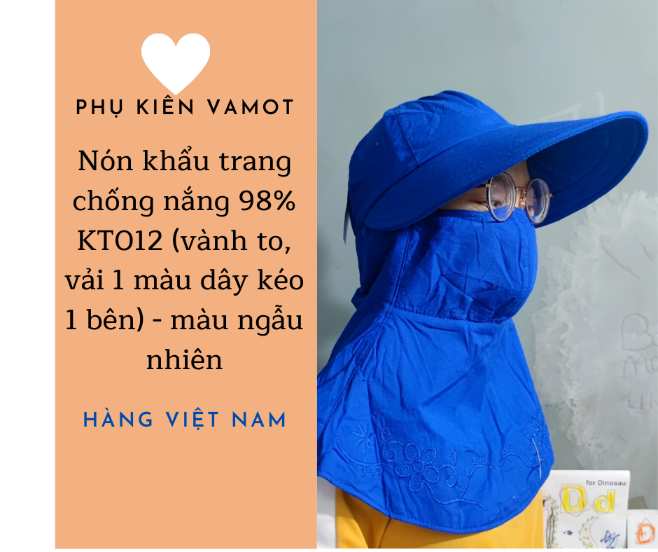 Khẩu trang nón Duy Ngọc vành to chất liệu cotton màu thêu viền dây kéo 1 bên, che vai và cổ, thích hợp mọi thời tiết