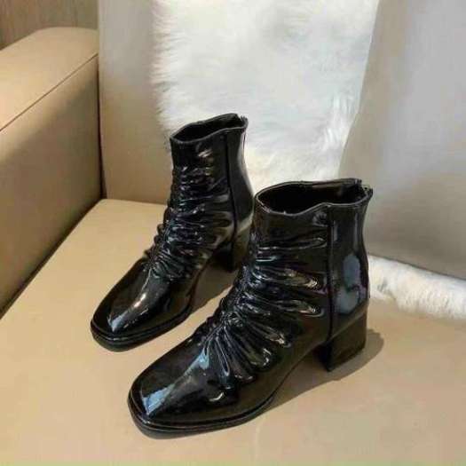 ❣  Giày bốt nữ cao gót cổ ngắn  bốt nữ siêu đẹp da lộn màu đen 5-7-9 phân