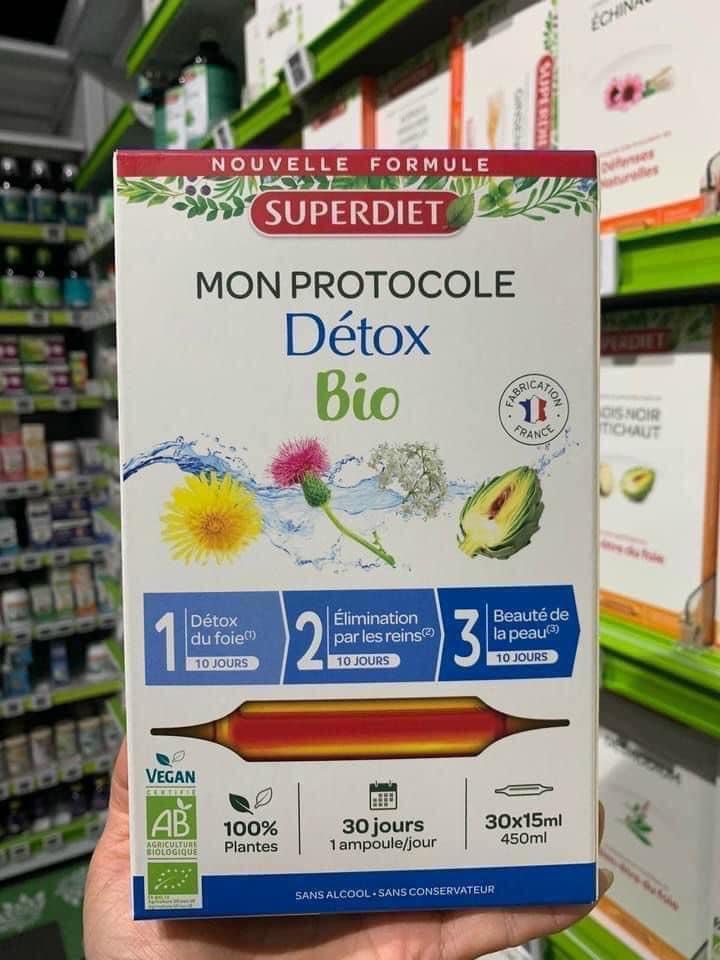 Nước uống detox gan thận da superdiet protocole detox bio 30 ống pháp - thải độc toàn diện 3 chức năng super diet