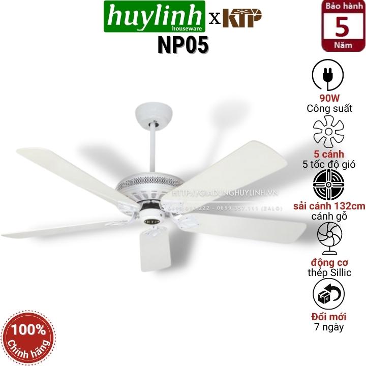 Quạt trần 5 cánh gỗ kim thuận phong ktp np05
