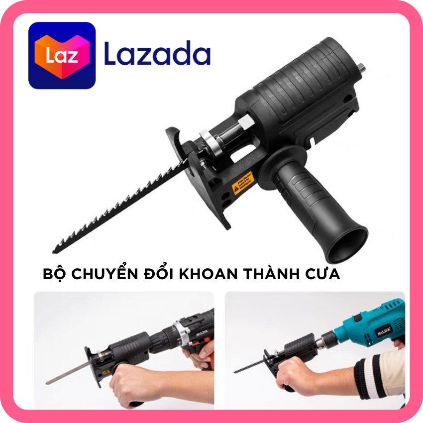 [Hàng loại 1 Tặng 3 lưỡi lam cưa] Bộ chuyển đổi máy khoan thành máy cưa gỗ cắt nhựa cầm tay - đầu chuyển đổi khoan thành cưa tiện dụng.