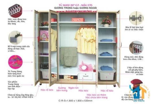 Tủ sắt quần áo lắp ráp Trung Hưng TSLR22