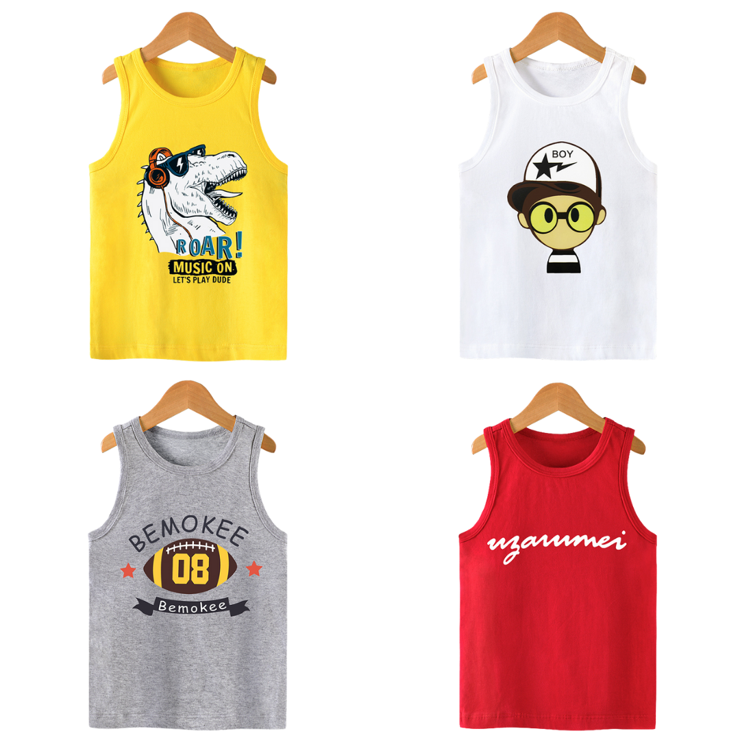 [HCM]Áo ba lỗ bé trai TrueKids cotton 100% mềm mịn in hình ngộ nghĩnh