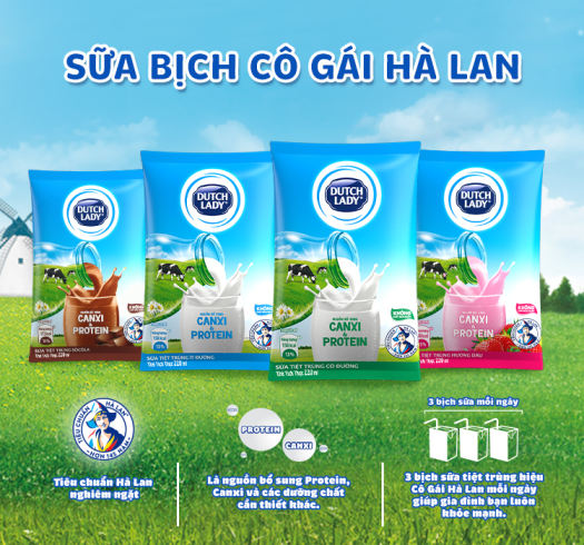 Thùng 48 Bịch Sữa Cô Gái Hà Lan Có Đường - 220ml x 48 bịch