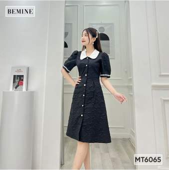 Đầm phối cổ bèo đính nút BEMINE MT6065