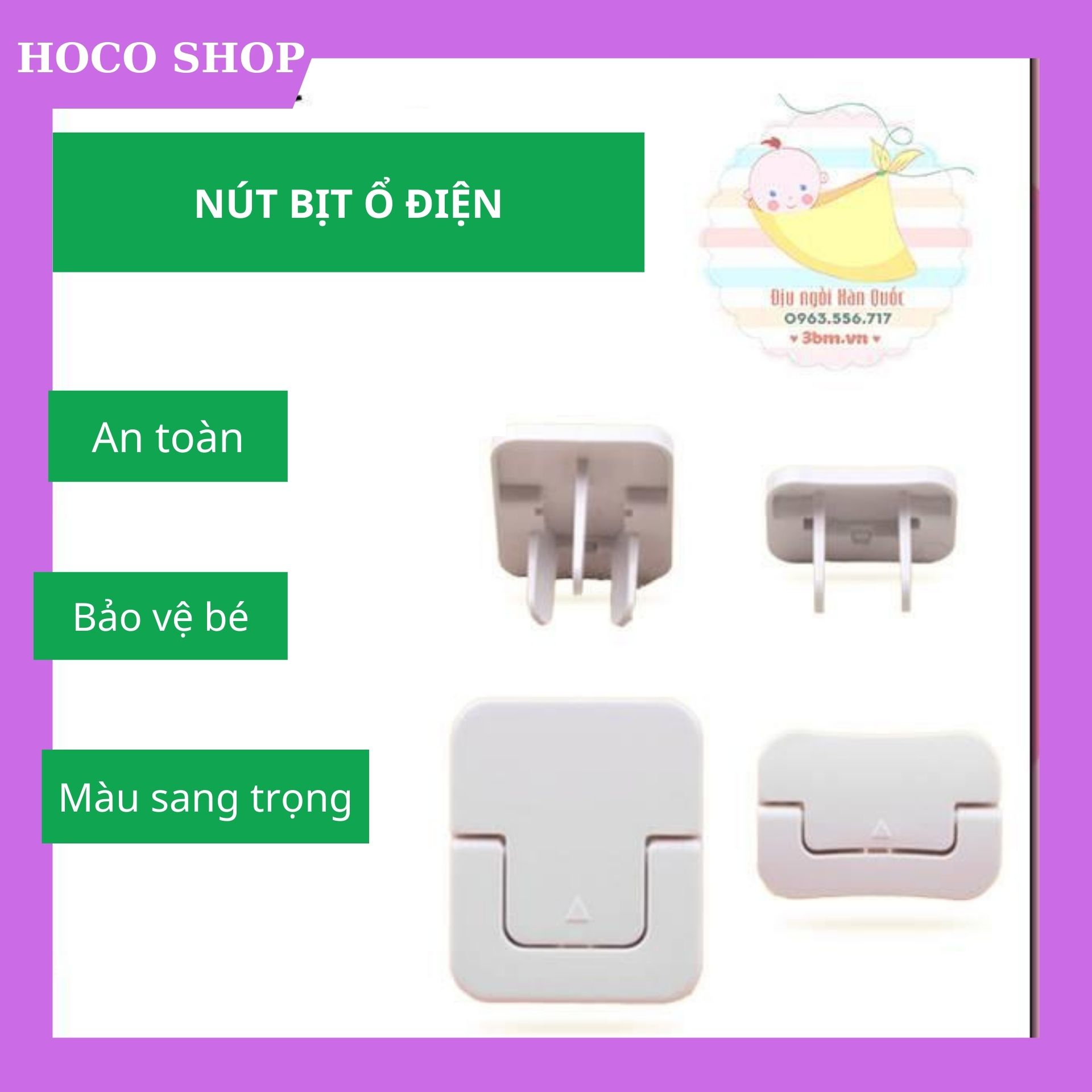 Combo 10 nút bịt ổ điện 2 chân bảo vệ an toàn điện cho trẻ nhỏ