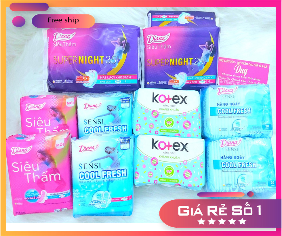 Kotex & diana - băng vệ sinh phụ nữ siêu thấm - mát lạnh - thoải mái tự tin.