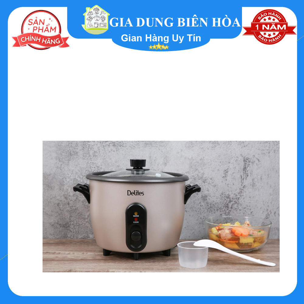 Nồi cơm nắp rời Delites 1.8 lít RC-10W003-Số người ăn 4-6 người Công suất:700W Lòng nồi dày:0.9mm-Hợp kim nhôm phủ chống dính